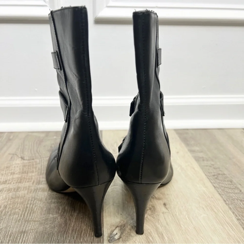 BLACK Triple Buckle Heeled Booties